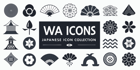 Wa Icons Japanese Icon Collection Black And White traditional
