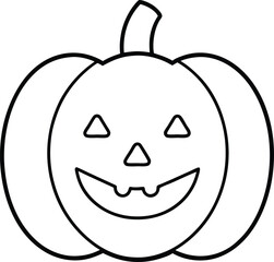 Simple outline pumpkin jackolantern face happy smiling halloween season autumn celebration line art