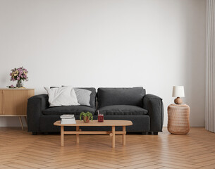 interior mockup background empty wall in living room cozy home 3d render