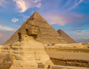 Papier peint photo Egypte Sphinx and Pyramids at Sunset  © daeng