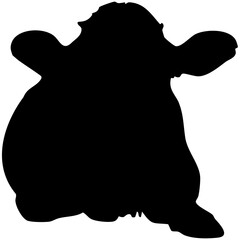 Cow head silhouette front view closeup, farm animal livestock vector, black outline bovine portrait illustration, simple rural agriculture design, dairy cattle graphic art