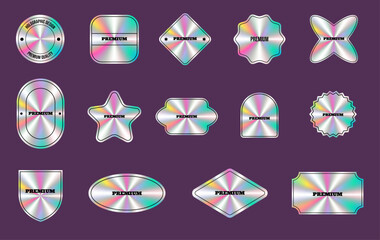 Set of holographic sticker design in various shape