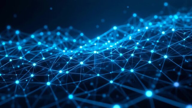 Digital abstract ai background with animated plexus lines and dots forming triangle networks perfect for science and tech concept videos