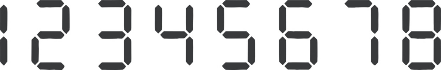 Obraz premium Digital number display vector illustration, electronic clock digits design, seven segment numeric typeface, modern technology countdown symbols, electronic timer interface, scoreboard style numbers