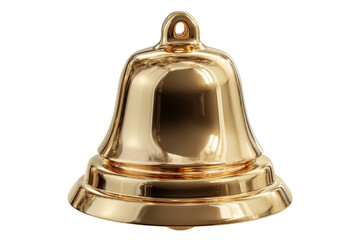 A Christmas jingle bell with shiny gold finish, isolated on a transparent background.