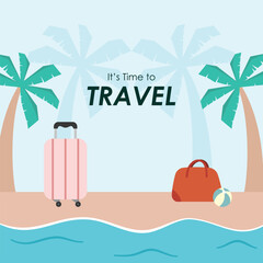 Hand drawn flat design travel time background template