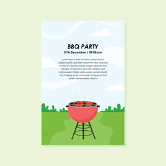 hand drawn new year Barbecue grill flat design background template