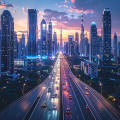 Fototapeta premium Cityscape highway at twilight