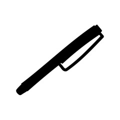 Silhouette of a Black Ballpoint Pen on a White Background for Writing