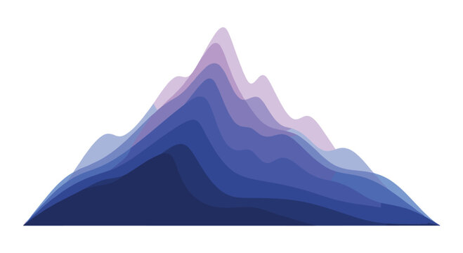 Abstract layered mountain peaks in gradient blues and purples creating a modern serene landscape for design inspiration, Generative AI.