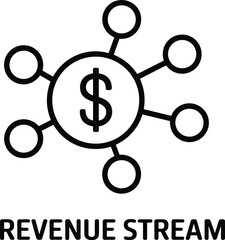 Revenue stream financial concept icon with dollar sign, business income model, profit generation process, investment growth, economy management, strategy planning vector illustration
