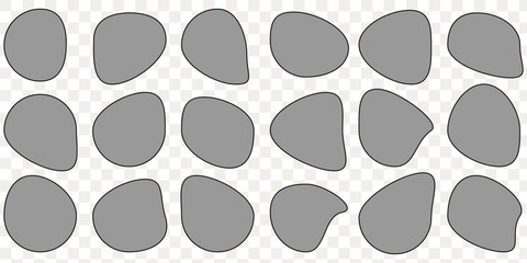 Organic shape liquid blob and irregular form in vibrant color. Abstract vector design. Trendy, modern splashes and fluid figures. Unique geometric style. Set of round blot form outlined. eps 10