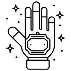 Hamsa Hand Symbol in Outlined Style Mystical Protection Amulet for Good Luck and Well Being