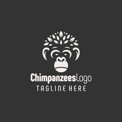 Abstract Black White Chimpanzee Icon