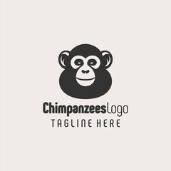 Simple Black White Chimpanzee Drawing