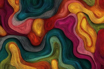 Abstract flowing lines of vibrant colors creating a textured and dynamic visual pattern art design