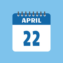 april 22 calendar icon Vector page month design