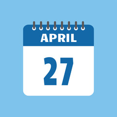 april 27 calendar icon Vector page month design