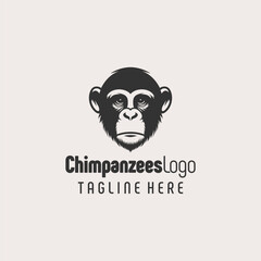 Unique Monochrome Chimpanzee Logo Design