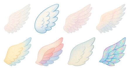 Naklejka premium PNG Colorful artistic angel wings, element set on transparent background