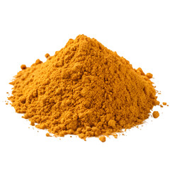 Side View of Yellow Turmeric Powder Pile Isolated on Black Background spice food