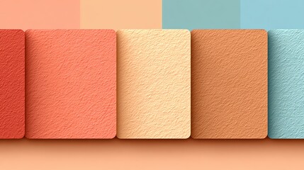 Fototapeta premium Pastel Color Blocks Arranged in a Row with Earthy Textures