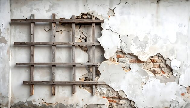 Aged wall with wooden trellis