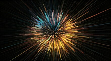 Fototapeta premium Explosion of vibrant abstract colors radiating outwards from a dark center