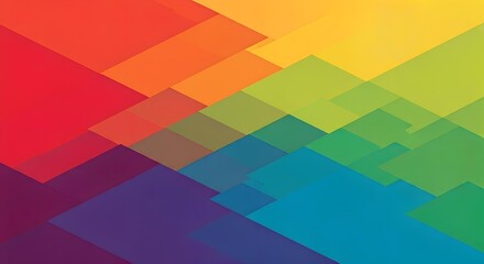 Obraz premium Dynamic rainbow gradient background with overlapping geometric shapes and modern design