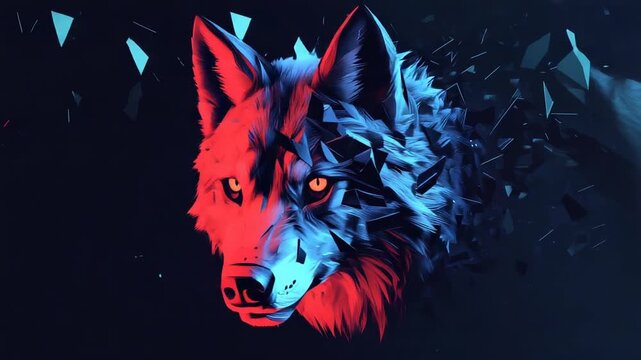 Abstract wolf illustration with fragmented shards