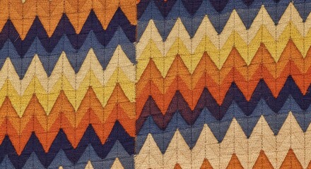 Vibrant zigzag pattern textile, rich earthy tones