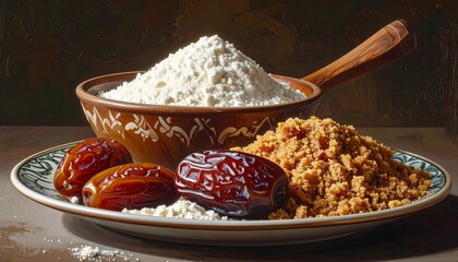Culinary Composition of Flour, Dates, and Brown Sugar