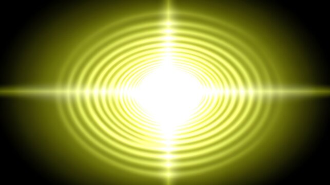Glowing Rings Radiating Light Abstract Yellow and Black Background Image