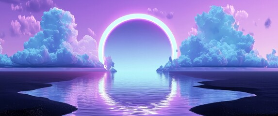 Fototapeta premium Panoramic Seascape with Tranquil Waters and Sunset