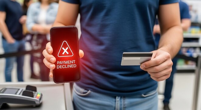 Mobile Payment Decline at Checkout with Card in Hand Due to Error Message at Store Checkout Counter - Powered by Adobe