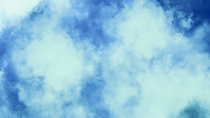  Watercolor-style image of a light blue and white cloudy sky. Blue and white clouds.
