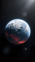Obraz premium Otherworldly Planet with Molten Core Against a Starry Sky