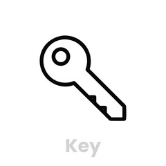 Key icon isolated on white background representing security, access, and solutions in a simple, modern design for various applications and presentations
