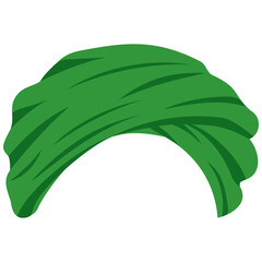 Green Turban Headdress Illustration Vector Flat Design