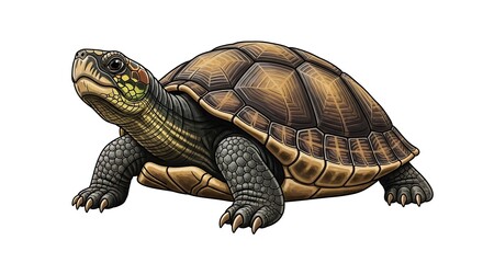 Obraz premium Detailed illustration of a turtle, showcasing intricate patterns and textures.