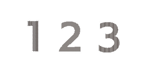 チェック柄数字フォント　1・2・3