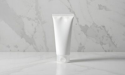 Minimalist White BB Cream Tube Mockup with Matching White Cap, Clean and Realistic Cosmetic Packaging Design for Skincare and Makeup Branding