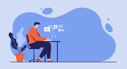 A flat design illustration of a person enjoying a refreshing drink with a straw, perfect for concepts of hydration, leisure, and a healthy lifestyle.