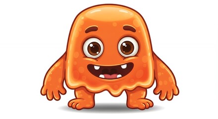 Obraz premium Happy orange cartoon monster