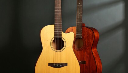 Obraz premium Acoustic guitars on dark background