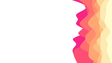 Dynamic abstract background featuring warm gradient wavy layers transitioning from vibrant pink to soft yellow, with generous white copy space for modern design.