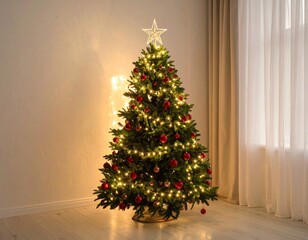 Christmas Tree with Warm Lighting and Decorations