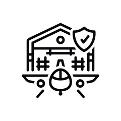 Black line icon for aviation safety