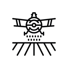 Black line icon for crop dusting