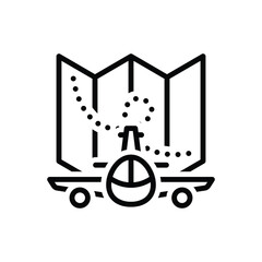 Black line icon for flight planning